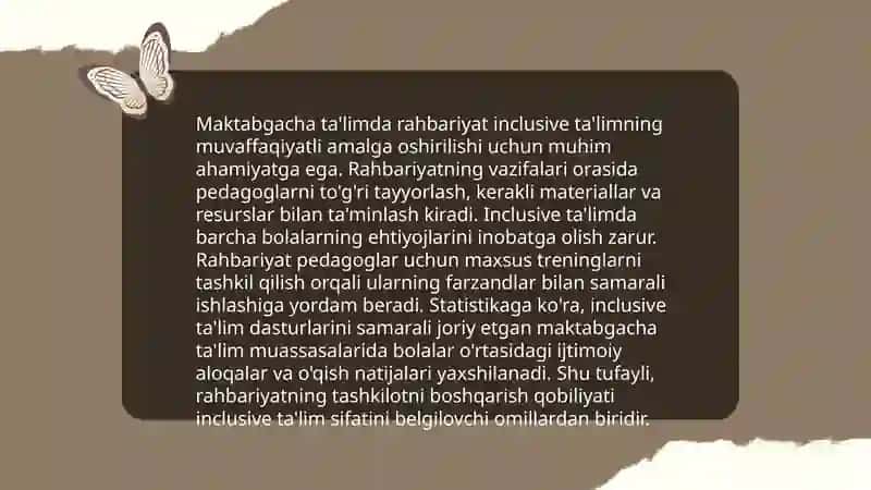Imkoniyati cheklangan bolalarni inklyuziv taʼlimga joriy etishda maktabgacha taʼlimning rahbariyati va pedagoglarning vazifasi 4