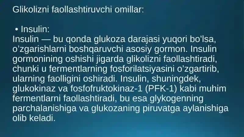 Jigarda glikoliz va glikoneoginezning boshqarilishi biokimyosi. Biokimyo. 4