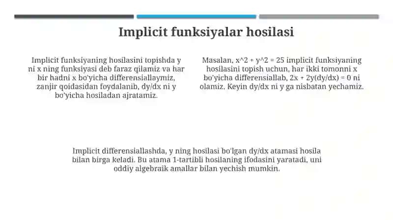 Yuqori tartibli hosilalar va ularni hisoblash 4
