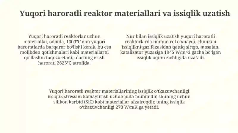 Yuqori haroratda boruvchi kimyoviy jarayonlar uchun reaktorlar 4