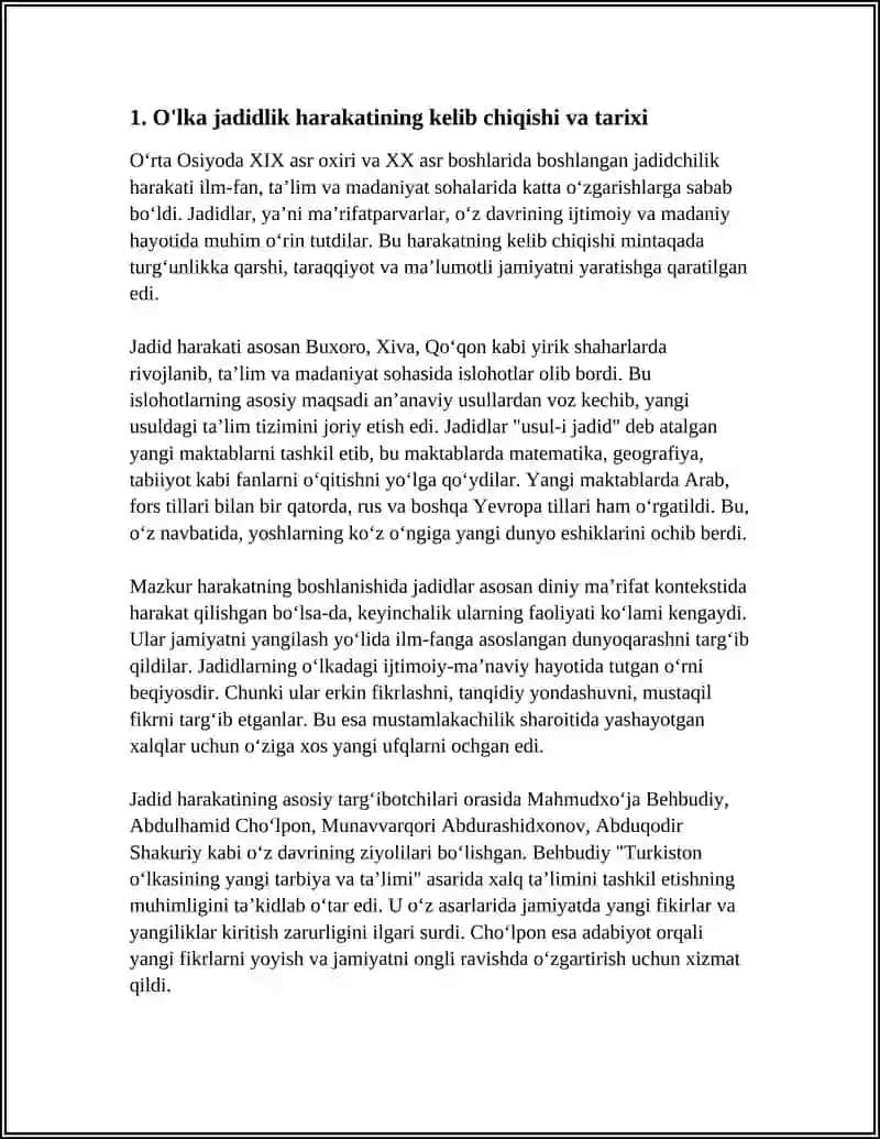 JADID MA'RIFATPARVARLARINING O'LKA IJTIMOIY-MA'NAVIY HAYOTIDA TUTGAN O'RNI 4