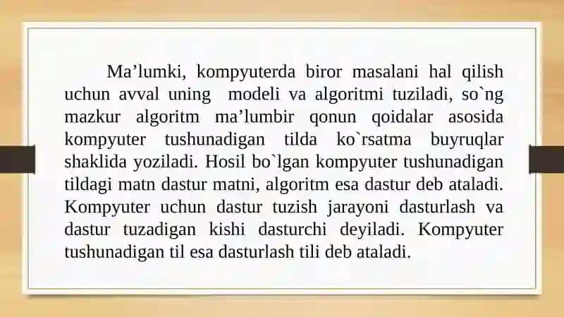 DASTURLASH TILLARI VA TURLARI 4