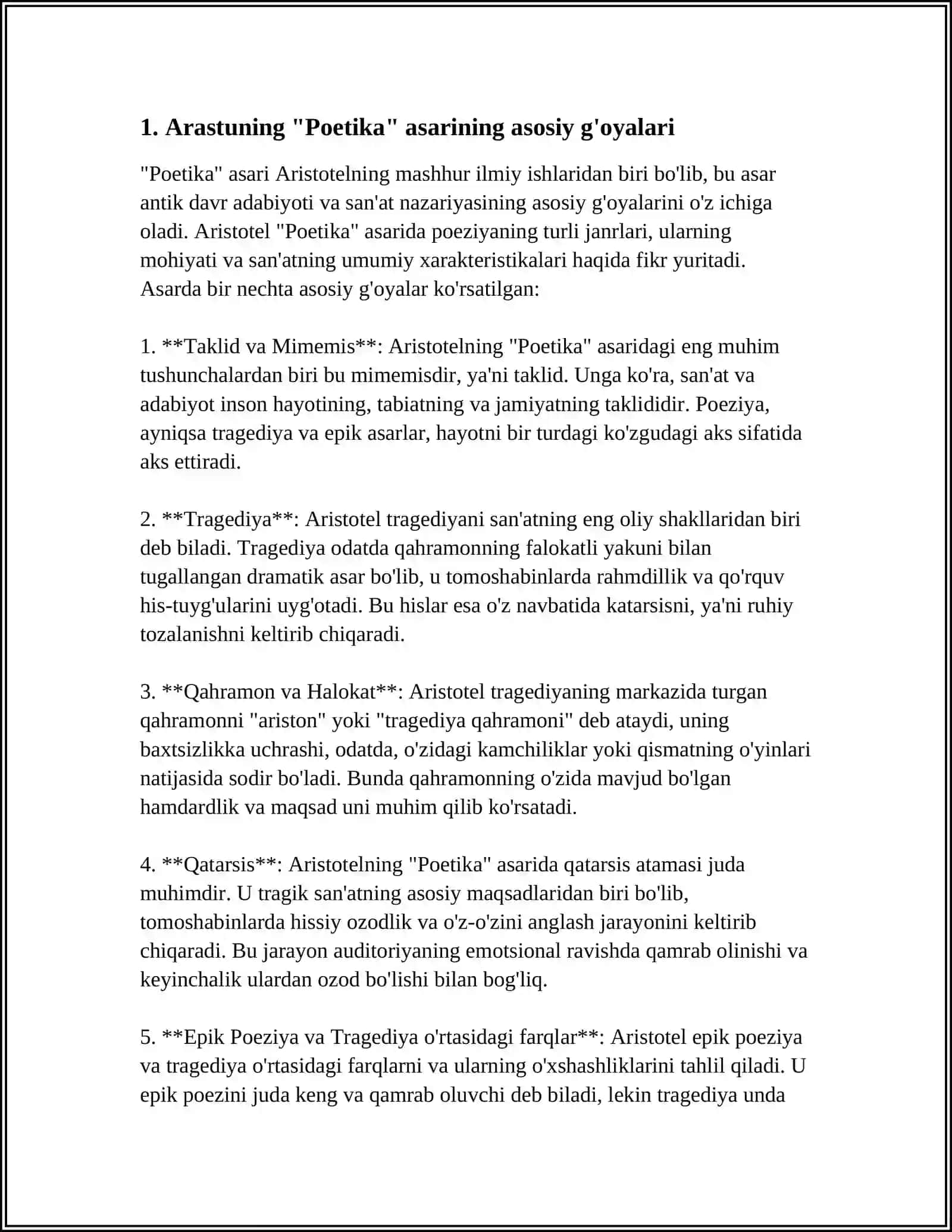 ARISTOTELNING "POETIKA" ASARI TAHLILI 4