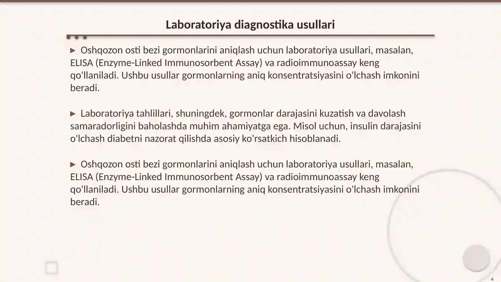 Oshqozon osti bezi garmonlarini tekshirish usullari 4