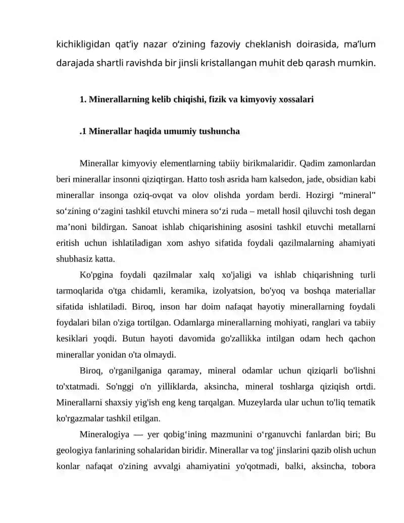 Minerallarni fizik xosssalari (rang, Shaffoflik, o'g'irlik) 4
