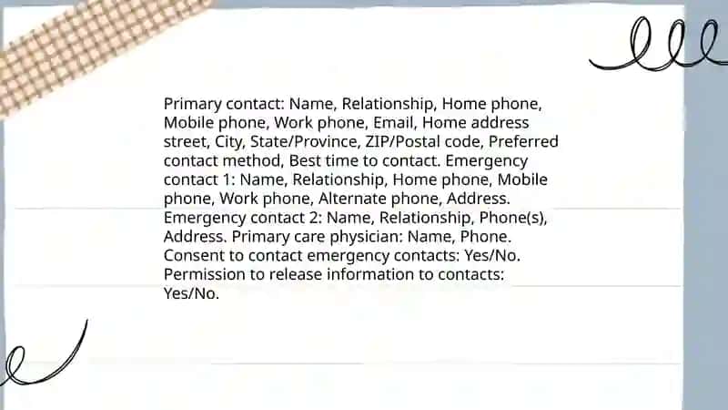 Design a patient admission form in English. 4