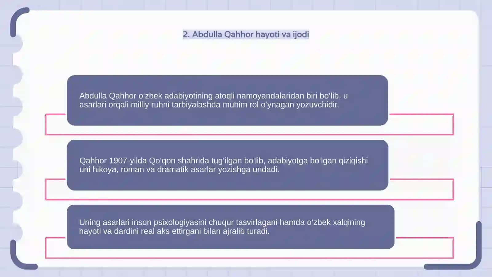 Nasriy asarlar bilan ishlash Abdulla Qahhor hikoyalari misolida slayd tayyorlash 4