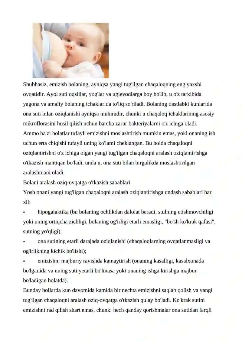 CHALA TUG'ILGAN CHAQALOQLARNI OZIQLANTIRISH USULLARI 4