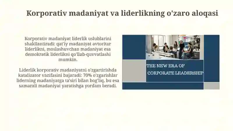 Korporativ madaniyat va liderlik kontseptsiyasi 4