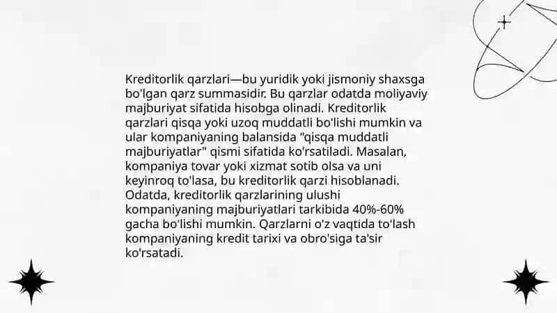 Debitorlik va kreditorlik qarzlari 4