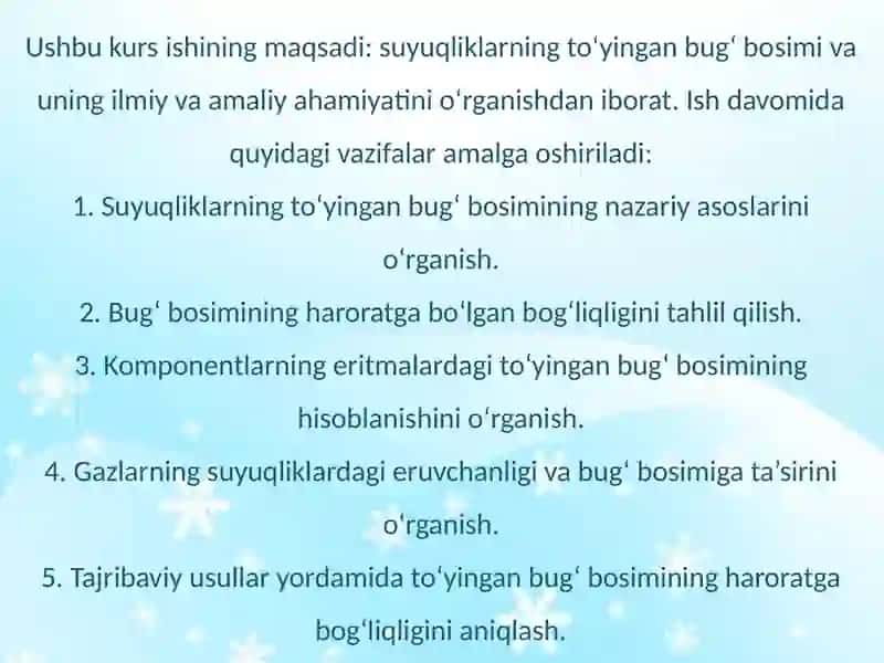 Suyuqliklarda to’yingan bug’ bosimi 4