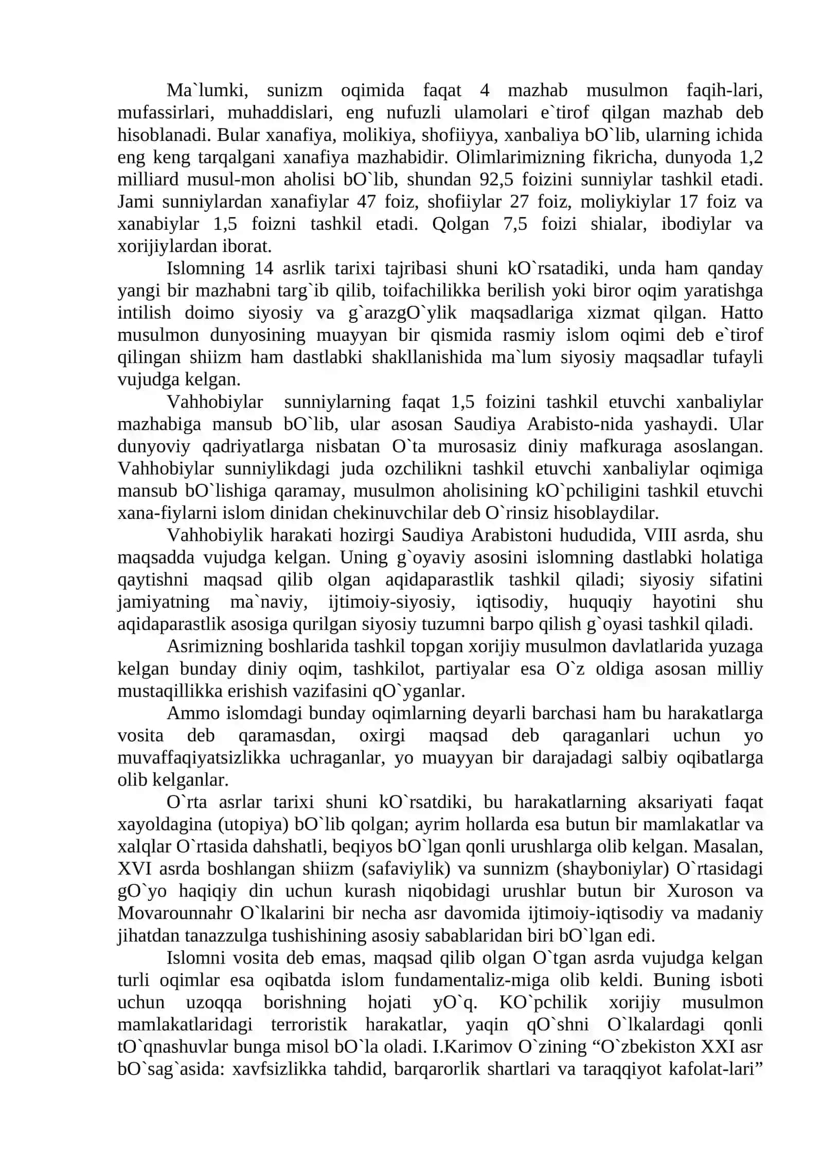 Diniy fundamentalizm, ekstremizm va fanatizm tushunchalarining tahlili 4