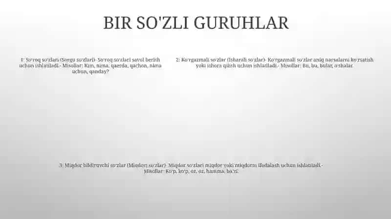 Belgining ma'nosi: Belgi Bildiruvchi Mustaqil Sõz Turkumlari 4