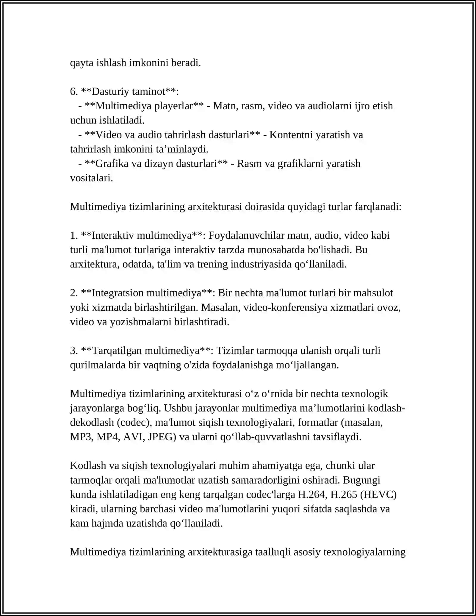 MULTIMEDIYA TIZIMINING DASTURIY TA'MINOTI 4