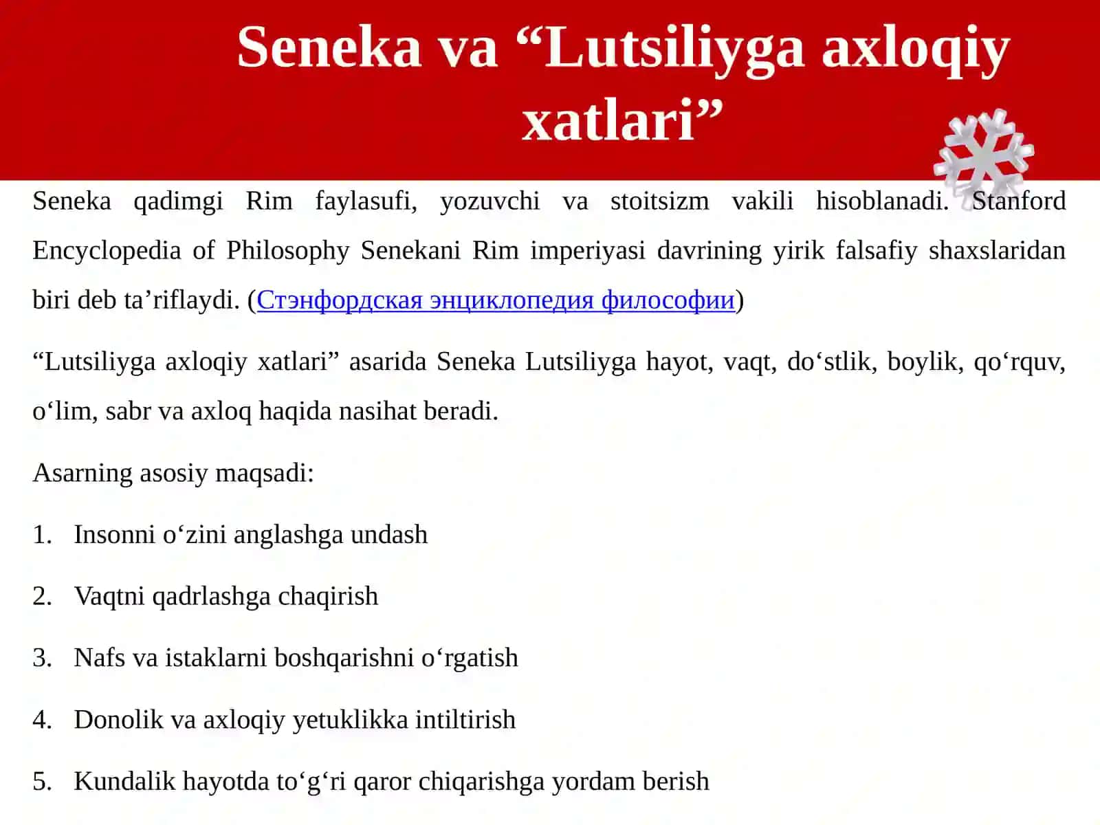 Senekaning “Lutsiliyga axloqiy xatlari” asari 4