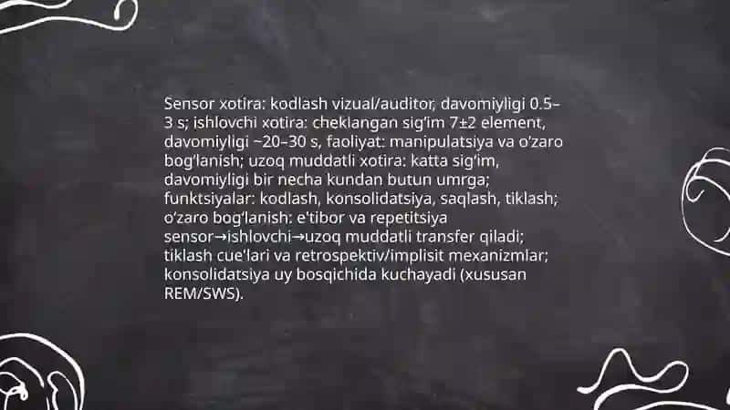 Xotiraning psixik jarayon sifatida o'rganilishi 4