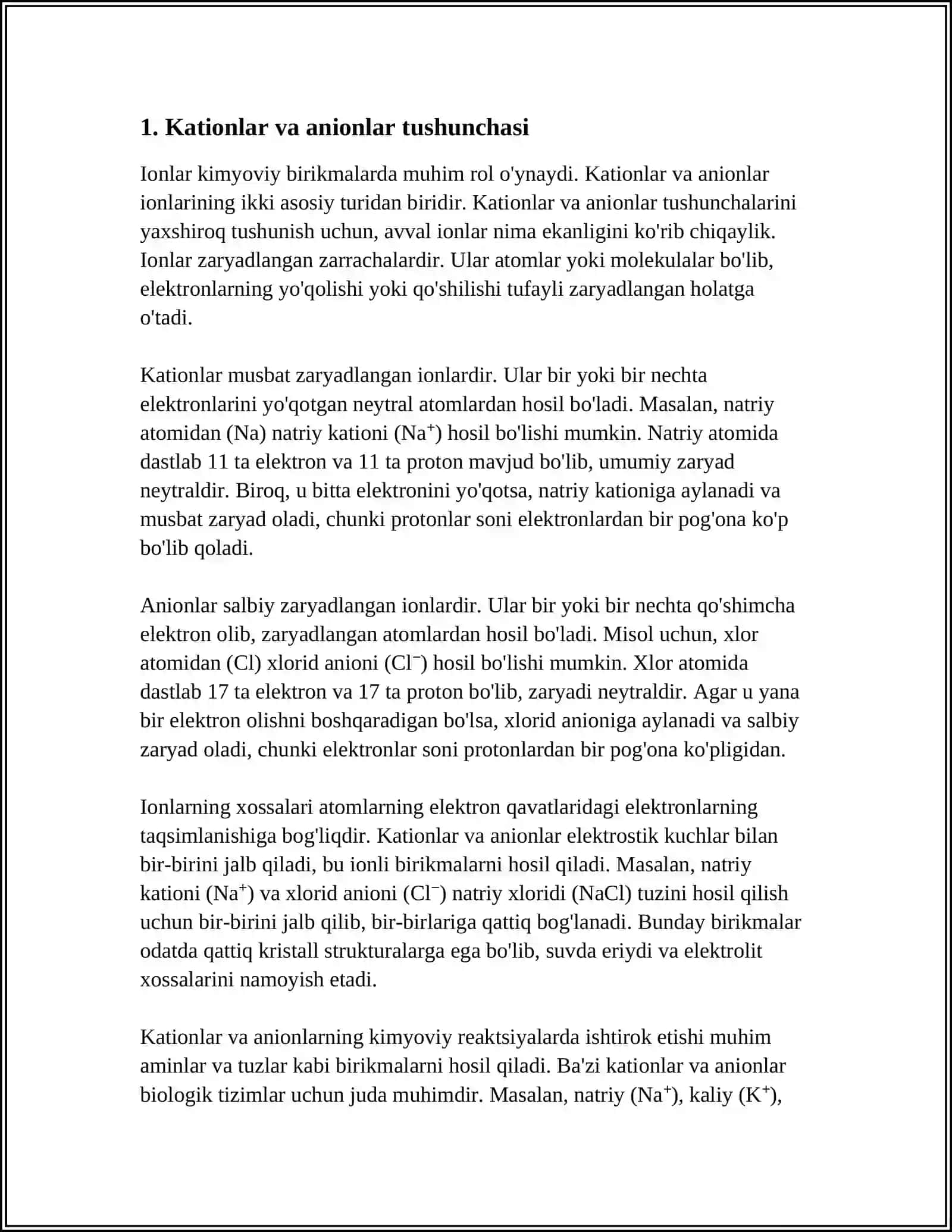 KATION HÀM ANIONLARDIÑ TOPARLAR BOYINSHA KLASSLANIWI 4