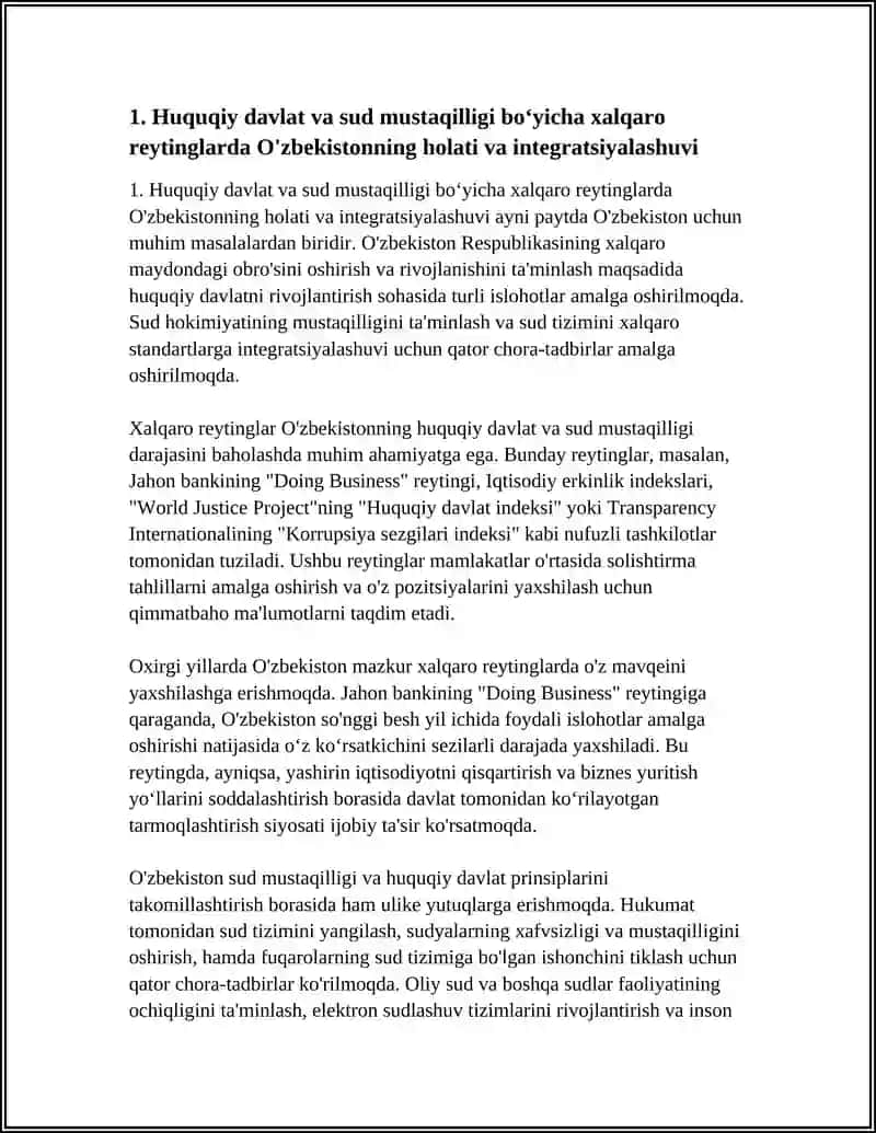 SIYOSIY-HUQUQIY SOHADAGI USTUVOR HALQARO REYTINGLAR VA ULARGA O'ZBEKISTONNING INTEGRATSIYALASHUVI 4
