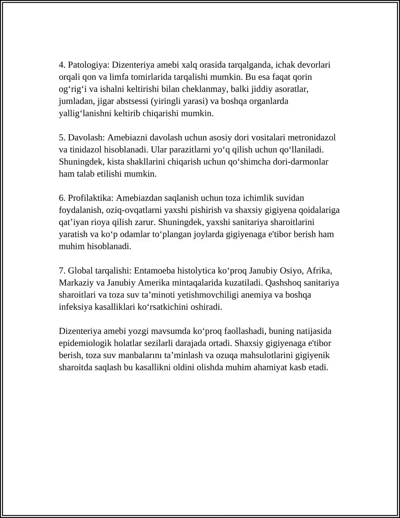 ODAM ICHAK PARAZITLARI: DIZENTERIYA AMYOBASI, BALANTIDIY 4