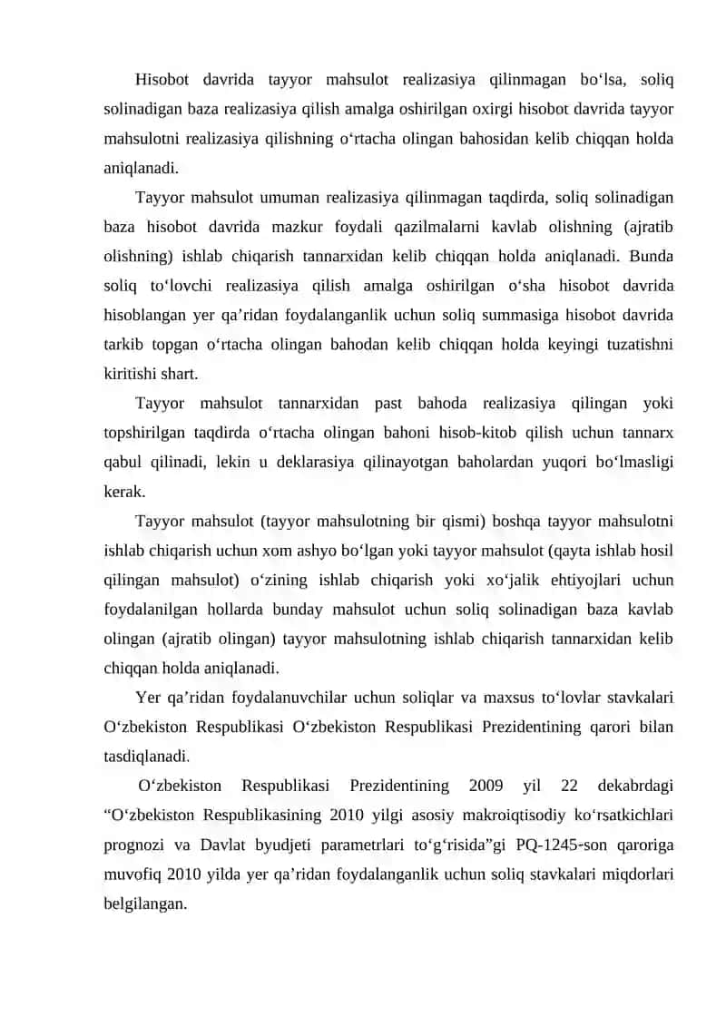 Yer qa’ridan foydalanuvchilar uchun soliqlar va maxsus tо‘lovlar 4