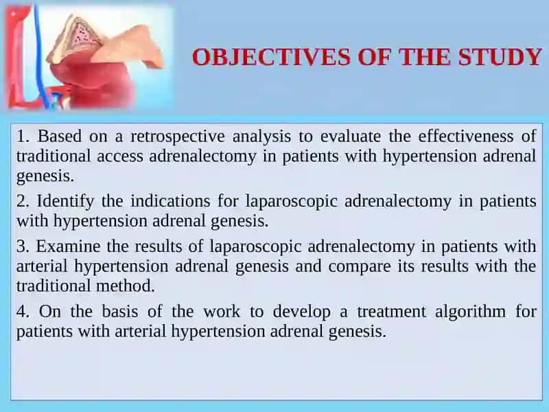 The effectiveness of laparoscopic adrenalectomy in patients with adrenal genesis arterial hypertension 4