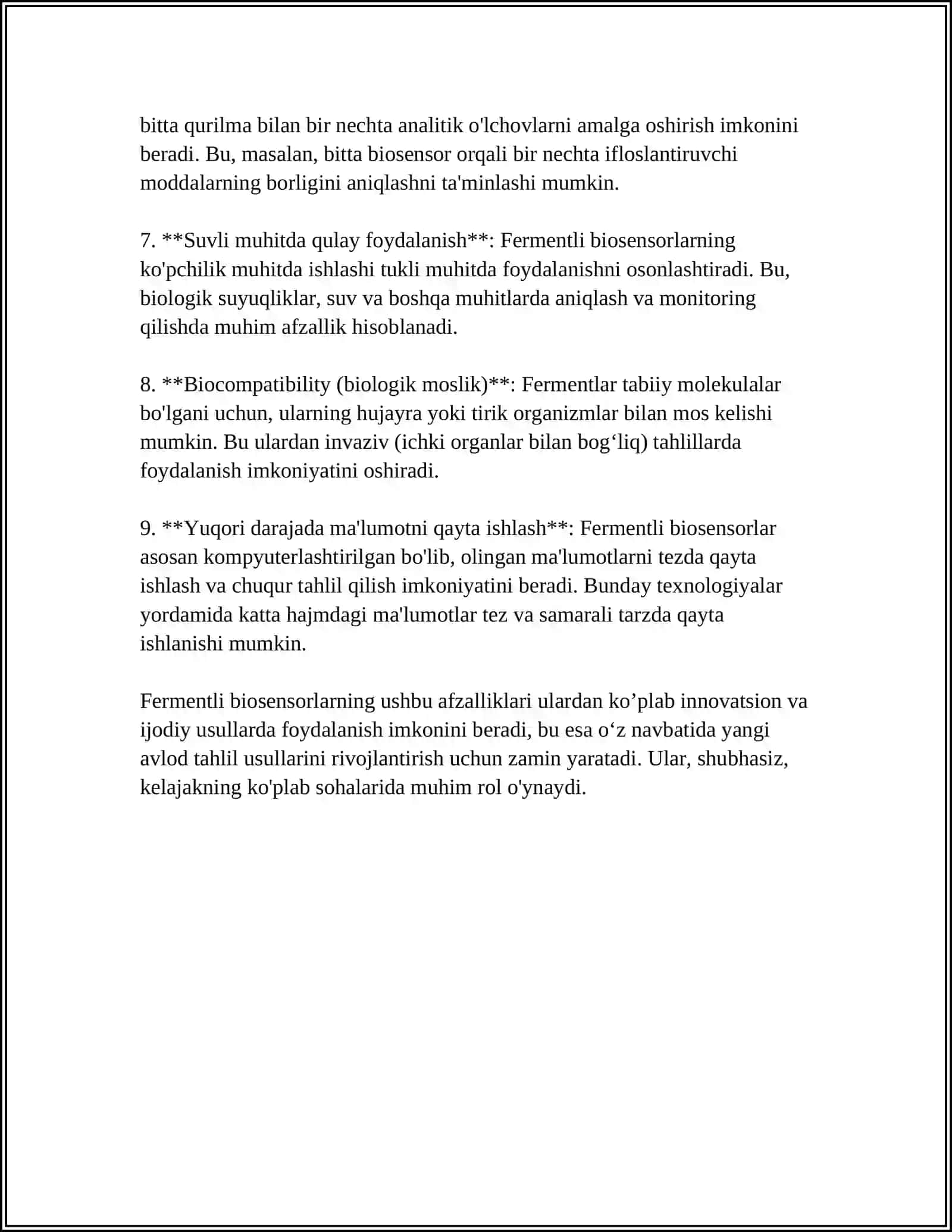 Fermentli biosensorlar va ularning oziq ovqat sanoatida ishlatilishi 4