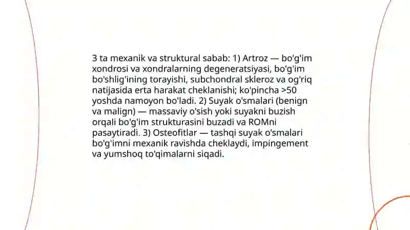 Tayanch oporut tizimi kasalliklarda harakat chegaralanishi 4