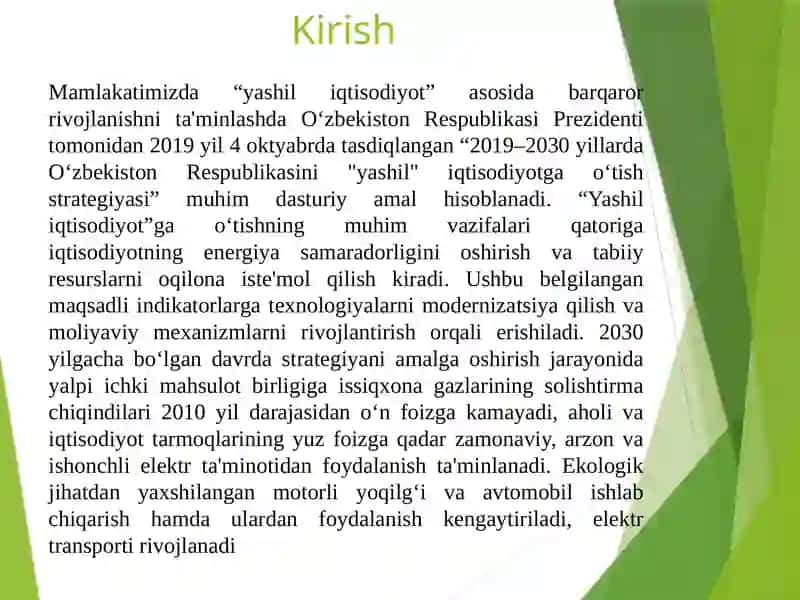 Yashiliqtisodiyotning qisqacha predmeti va mazmunlari 4