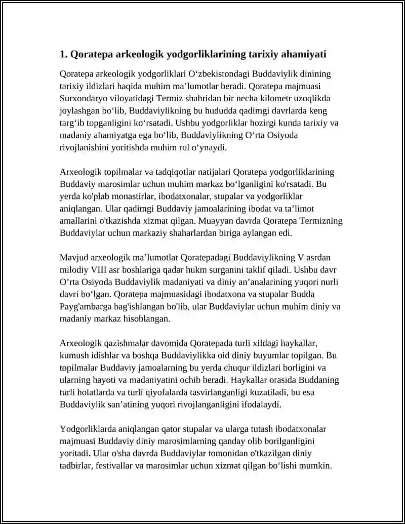 O’ZBEKISTONDAGI BUDDAVIYLIK DINING TARIXIY ILDIZLARI (QORATEPA, FAYOZTEPA,DALVARZINTEPA) VA HOZIRGI ZAMON 4