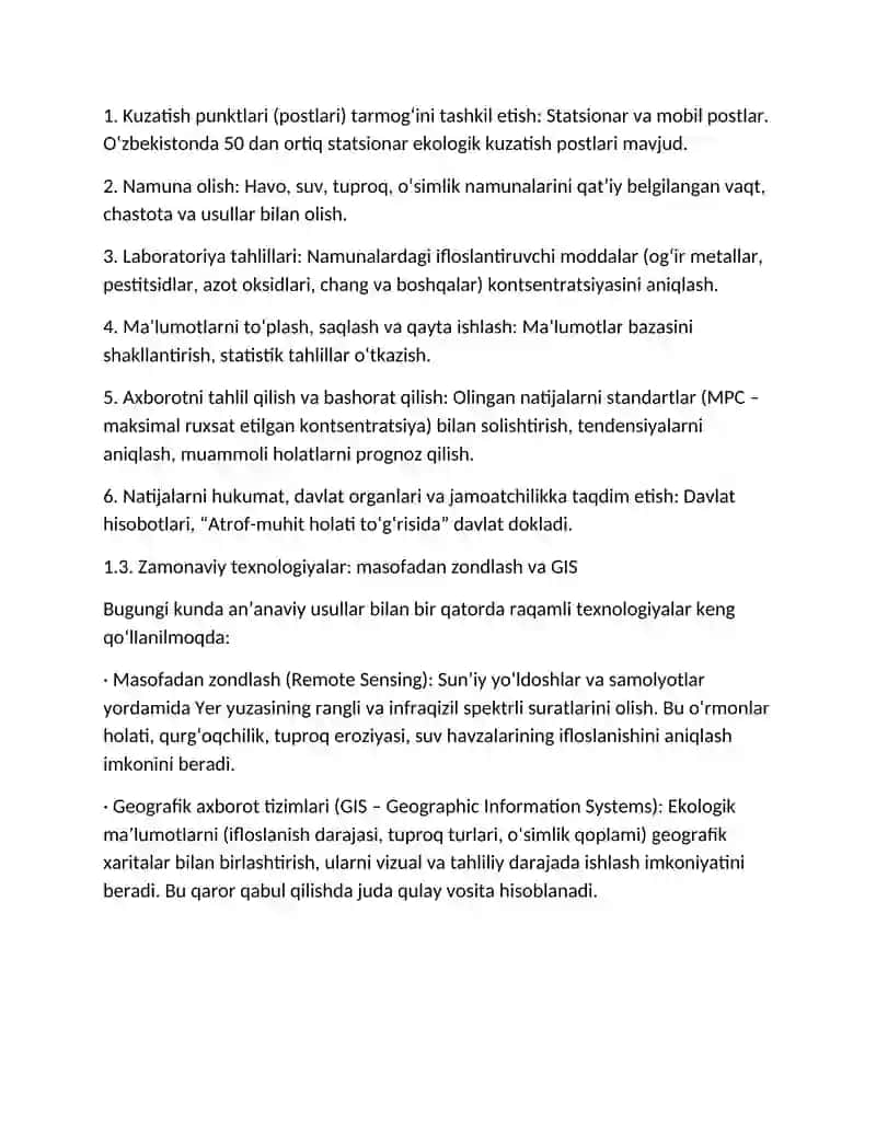 Ekologik nazorat, monitoring va ekspertiza: tushunchalar, tizimlar va amaliyot 4
