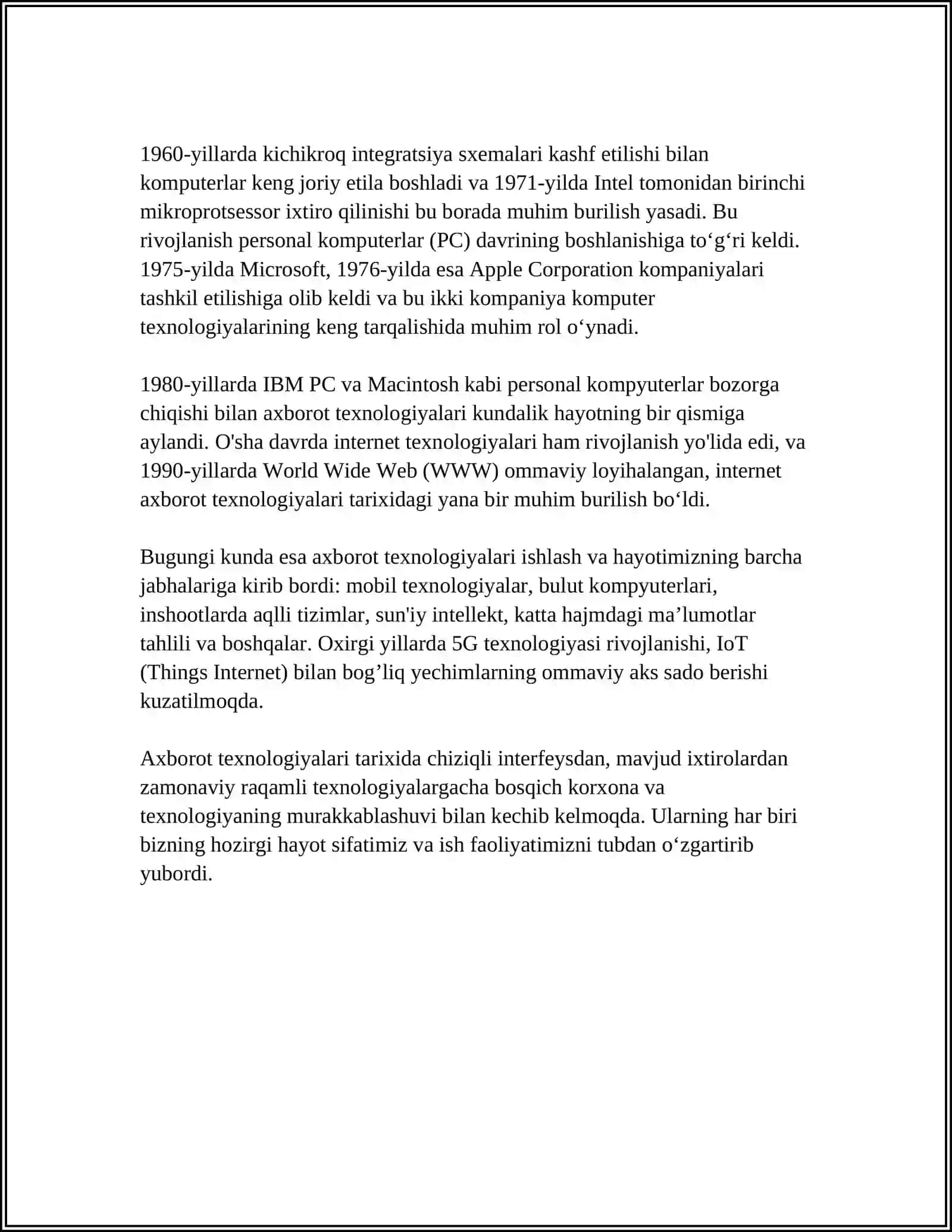 JAMIYATNI AXBOROTLASHTIRISH.ZAMAONAVIY AXBOROT TEXNALOGIYALARI 4