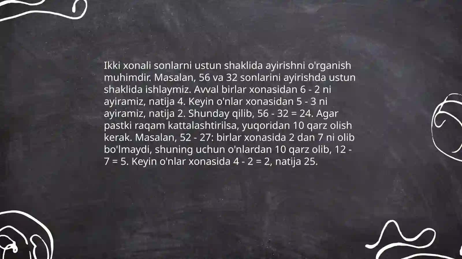 Ustun shaklida sonlarni ayirish 4