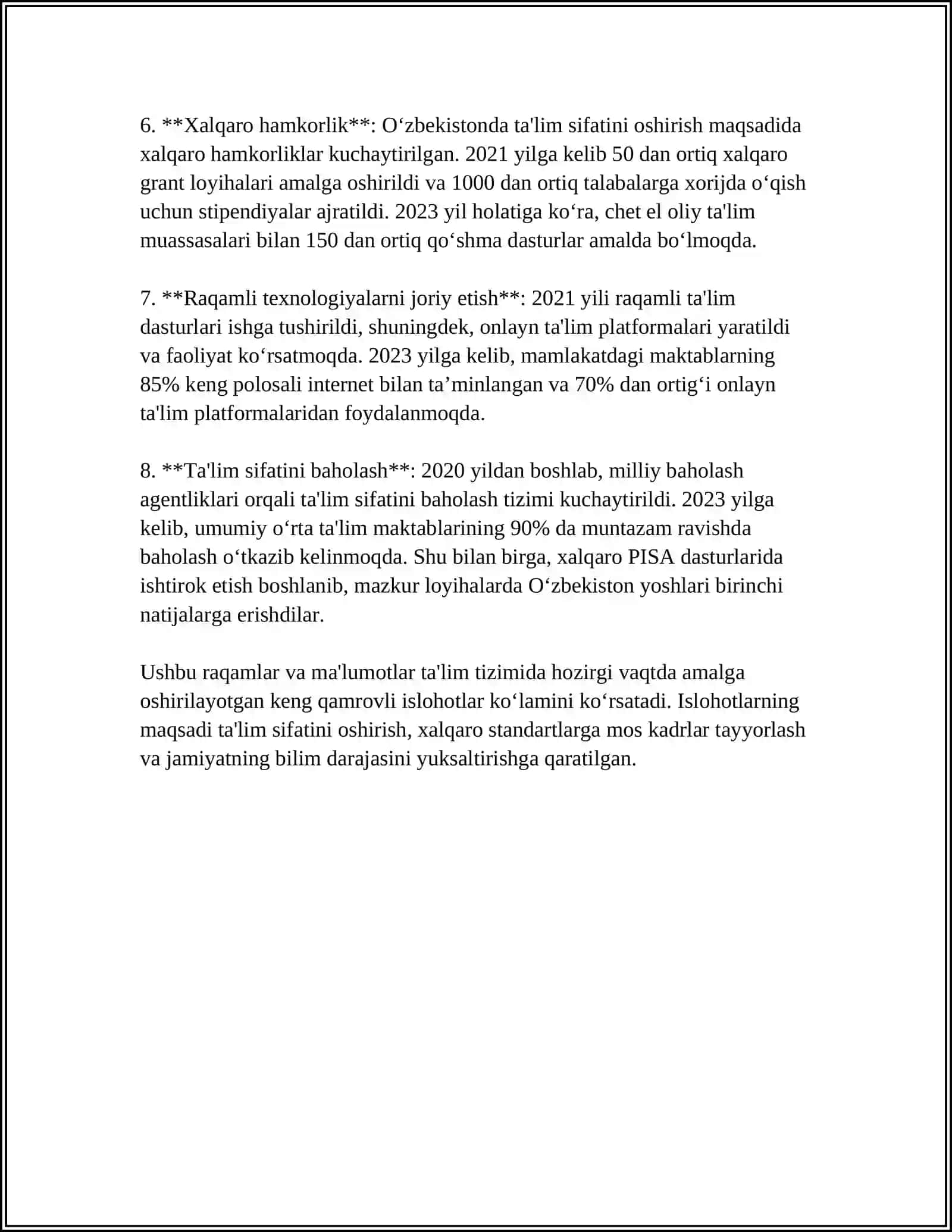 O‘ZBEKISTONDA IJTIMOIY SOHADA AMALGA OSHIRILAYOTGAN O'ZGARISHLAR MAZMUN VA MOHIYATI 4