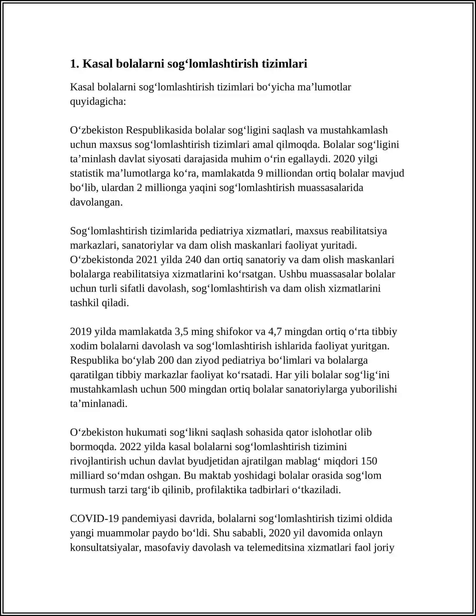 NIMA UCHUN PEDAGOGIKA OLIY OʻQUV YURTLARIDA KASAL BOLALAR BILAN ISHLAYDIGAN OʻQITUVCHILARGA TIBBIYOT FANLARI OʻQITILISHI KERAK 4