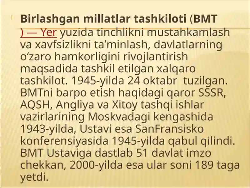 Birlashgan millatlar tashkiloti (BMT) 4