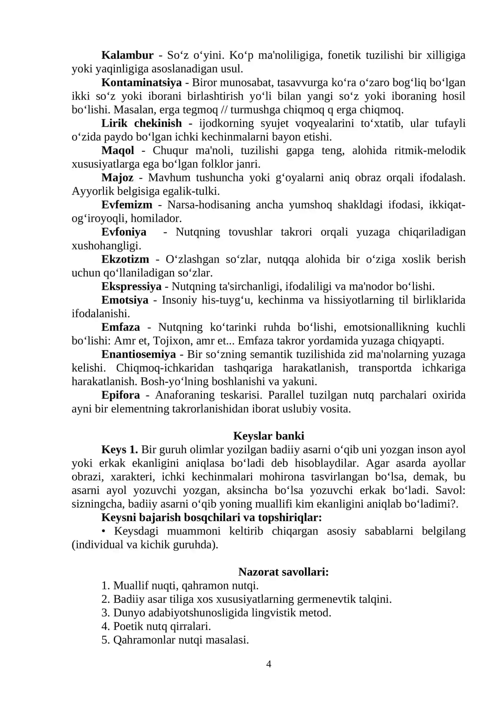 Badiiy xarakter muayyan davr va muhit kishilariga xos eng muhim umumiy xususiyatlar bilan alohida shaxsga xos individual xususiyatlarni o‘zida uyg‘un mujassam etgan inson obrazi 4