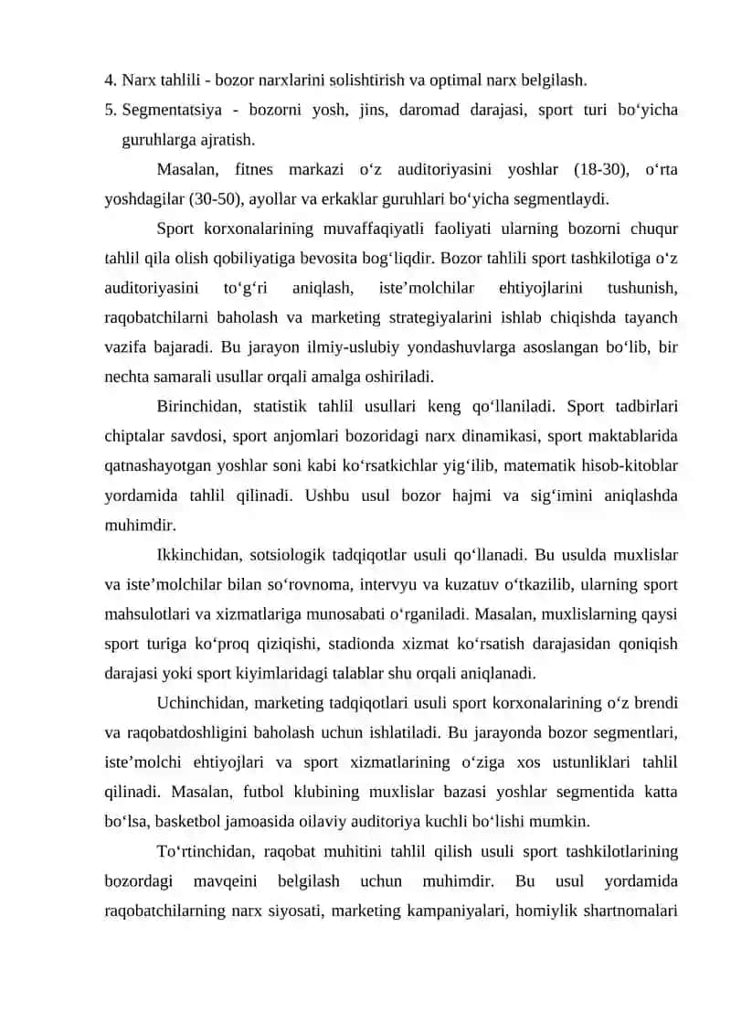 Jismoniy tarbiya va sport korxonalarida tovar bozorini tahlil qilish 4