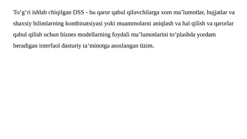 Qarorqabulqilishni qo'llab-quvvatlovchi tizimlar 4