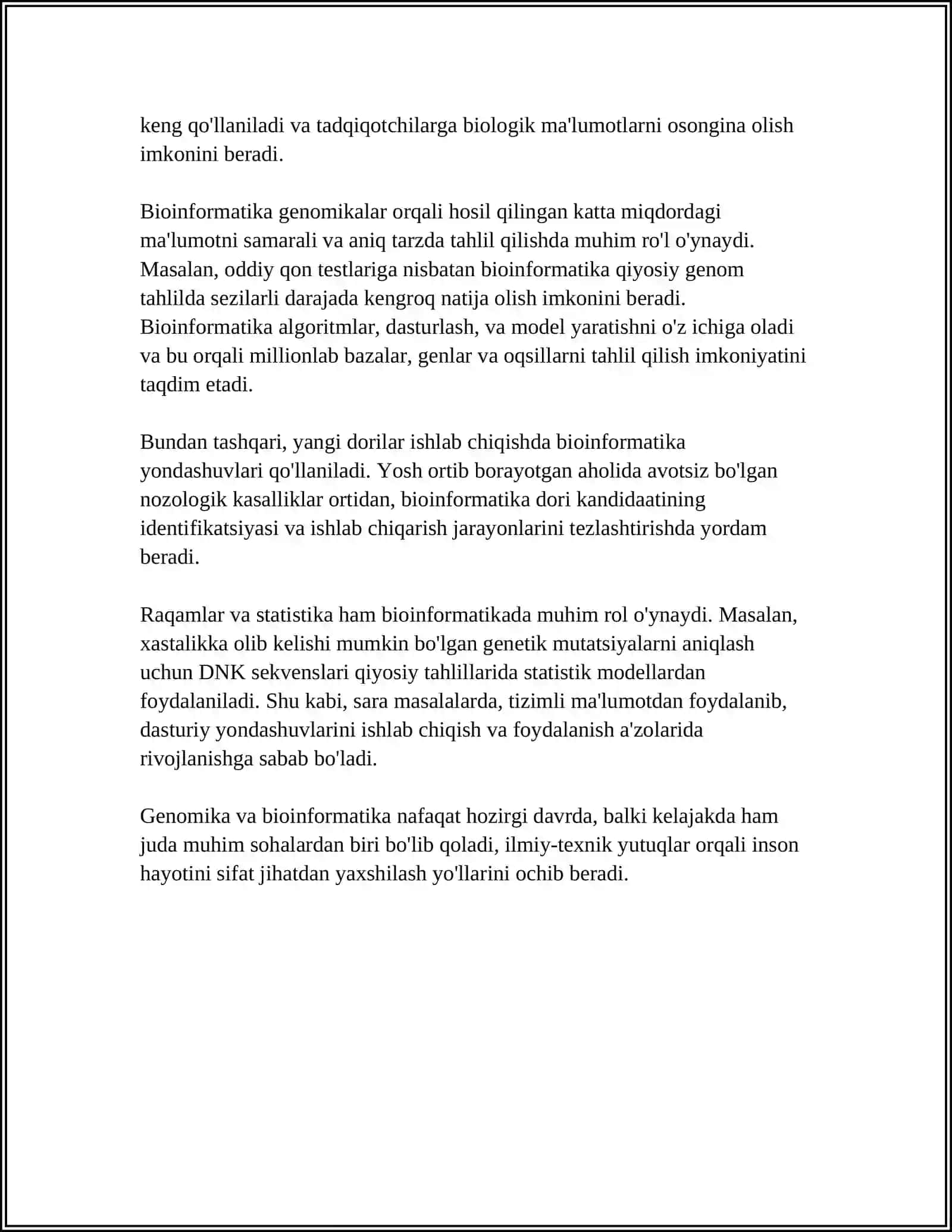 ZAMONAVIY BIOLOGIYA RIVOJLANISHIDAGI BIOINFORMATIKANING XISSASI 4