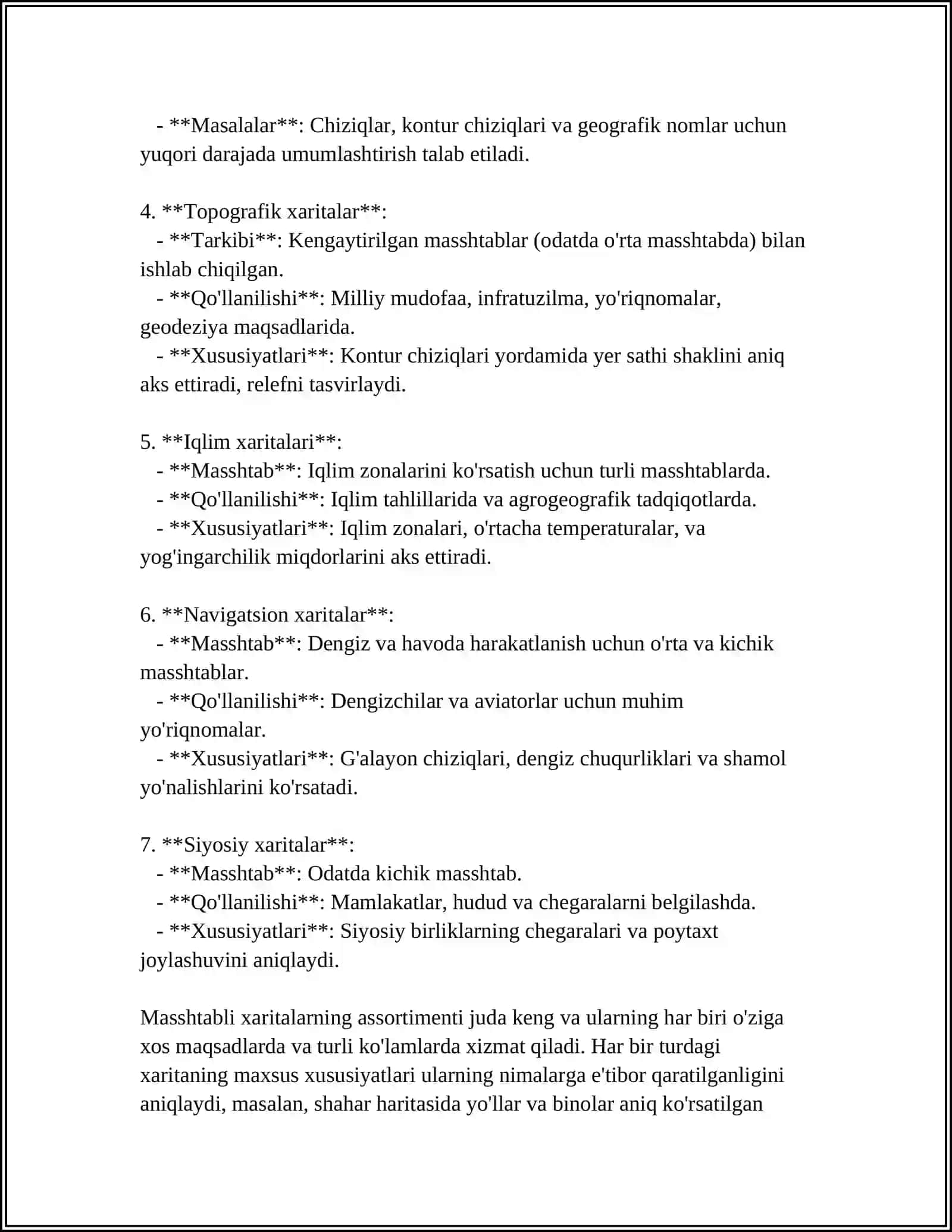 DALA ISHLARINI BAJARISHDA MASSHTABLI XARITALARDAN FOYDALANISH, BONIRIOVKASH KOEFFITSIENTI 4