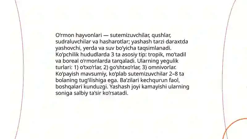 Hayvonot olamining yashash tarzi, ko‘payshi va tarqalishi va turlari 4