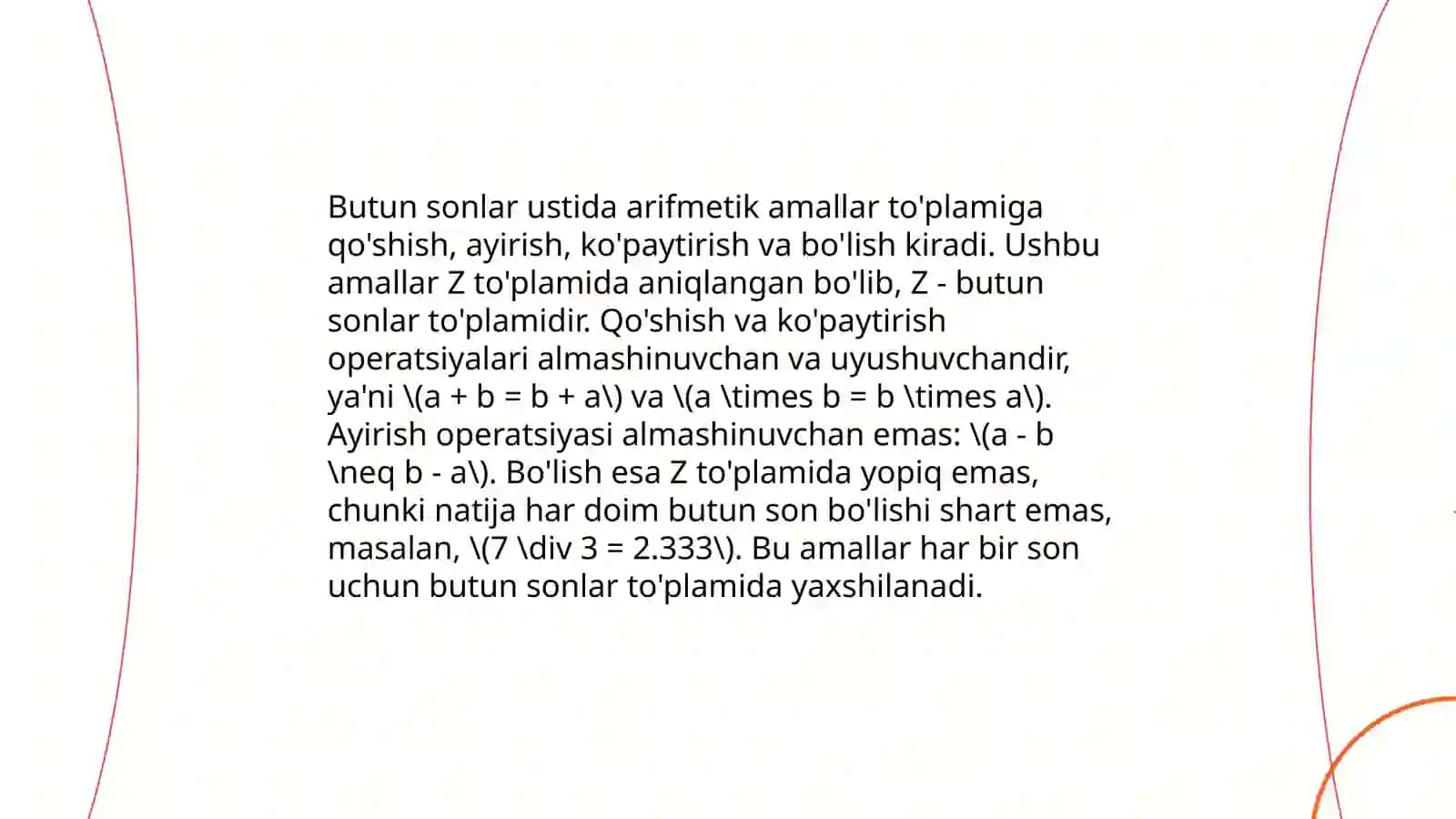 5-sinf matematika darsligidan ixtiyoriy mavzusidan dars ishlanma 4
