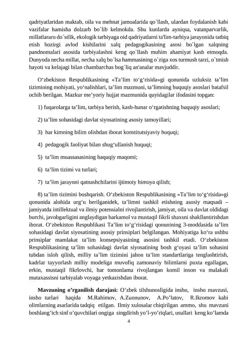 Boshlang'ich sinf o'quvchilarini insho yozishga o'rgatish 4