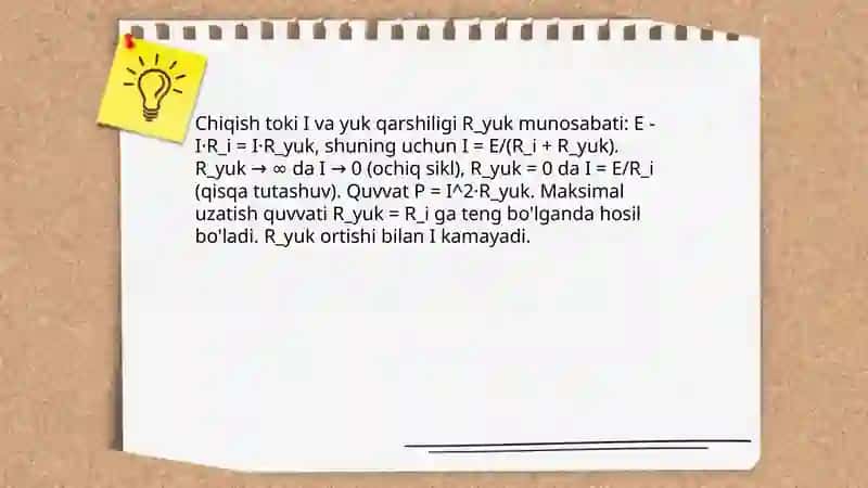Oʻzgarmas tok generatorlarining asosiy rejim parametrlari orasidagi bogʻlanish 4