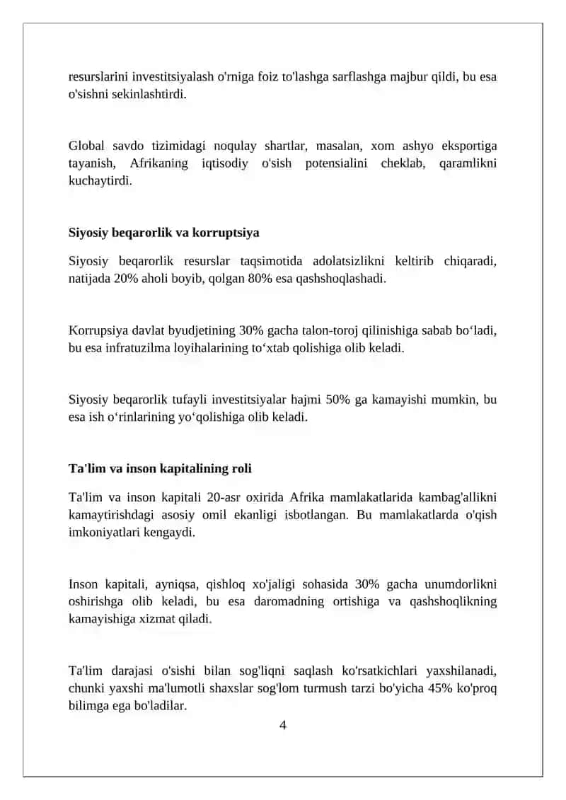 Afrikada mustaqil ishlar va taraqqiyot muammolari 4