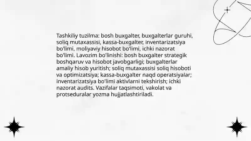 Buxgalteriya hisobi xizmatini tashkil etish 4
