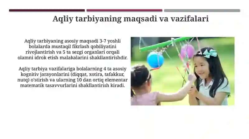 Maktabgacha bolalarga talim berishda aqliy tarbiya vazifalari 4