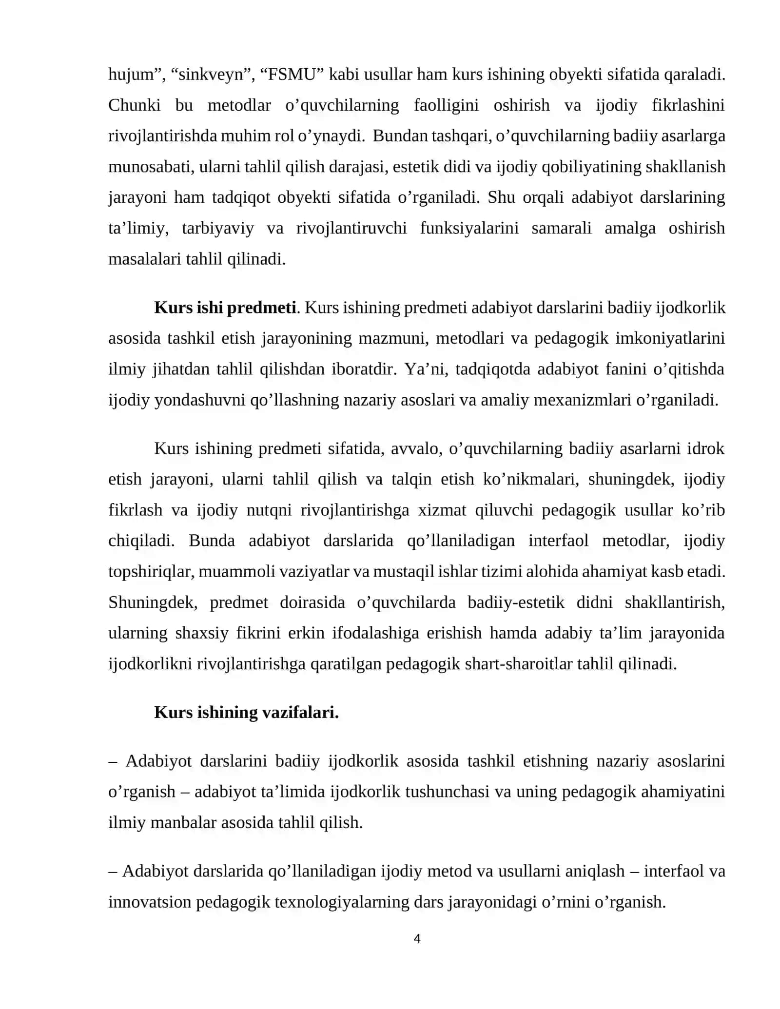Adabiyot darslarini badiiy ijodkorlik asosida tashkil etishning oʻrni va ahamiyati 4