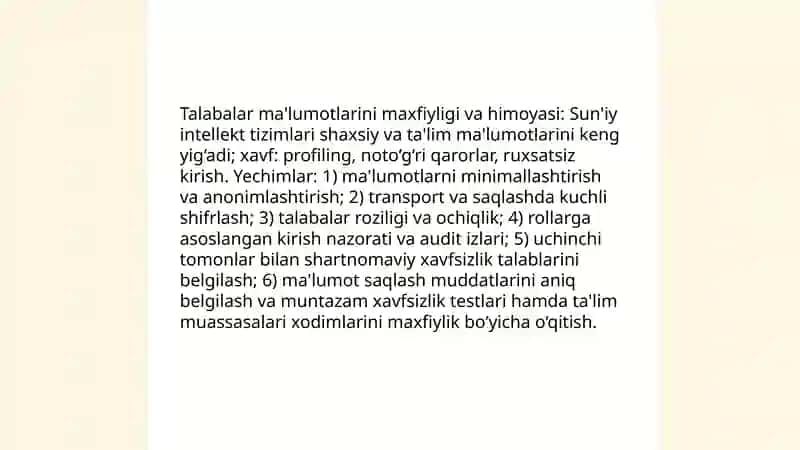 Ta'limda sun'iy intellekt: muammo v istiqbollar 4