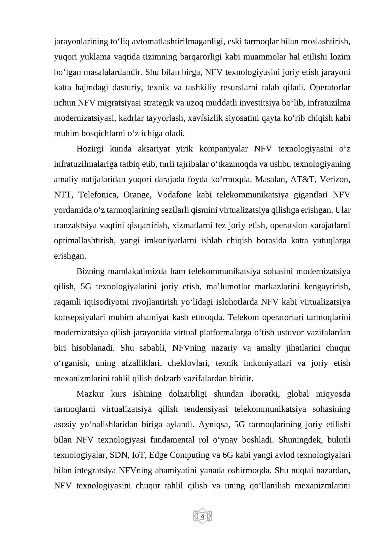 Network Function Virtualization (NFV) texnologiyasining qo'llanilishi 4